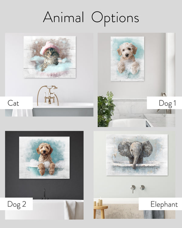 Animals in Bathtub Wall Art