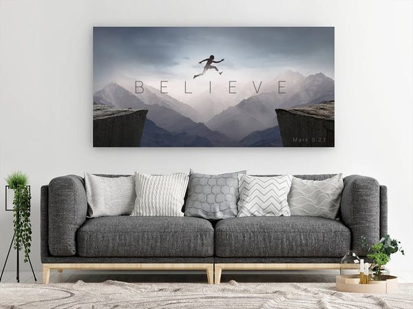 Believe Motivational Canvas Wall Art