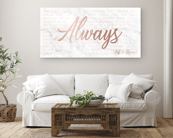 7th Year Song Lyric Anniversary Gift For Her or Him