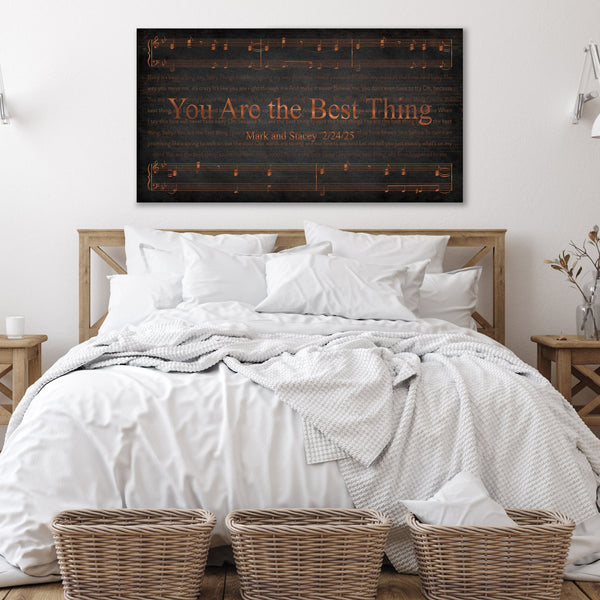 Copper Sheet Music Art with Lyrics