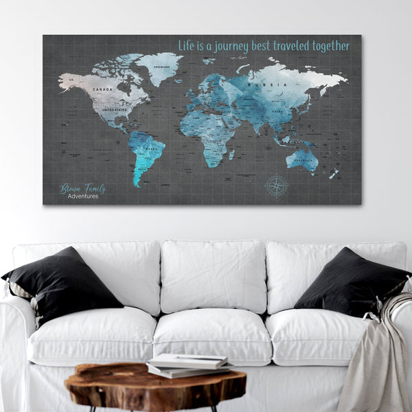 Life is a Journey World Map Canvas
