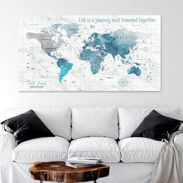Life is a Journey World Map Canvas