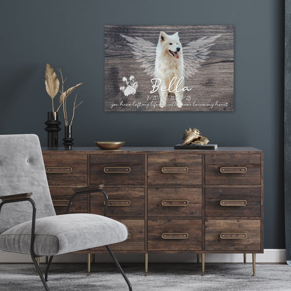 Dog Memorial with paw print on wall
