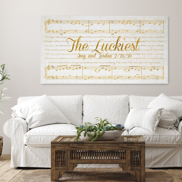 Gold Sheet Music and Lyrics Wall Art