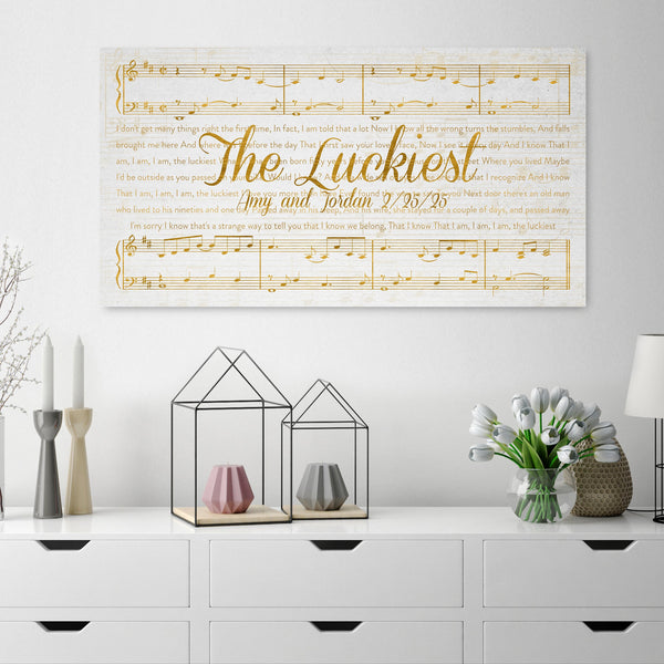 Gold Sheet Music and Lyrics Wall Art
