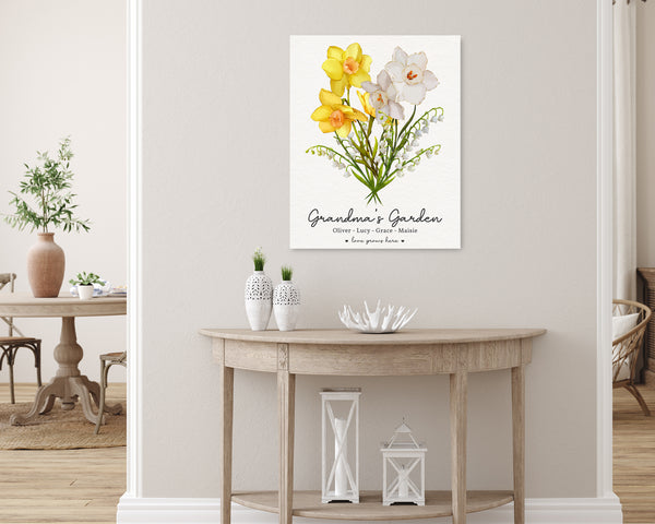 Custom Grandma's Garden Canvas with Grandkids Names