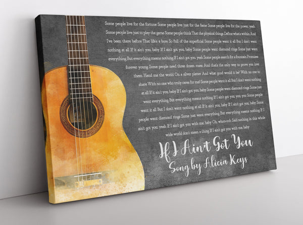 Guitar Lyrics Canvas on wall in Charcoal Color