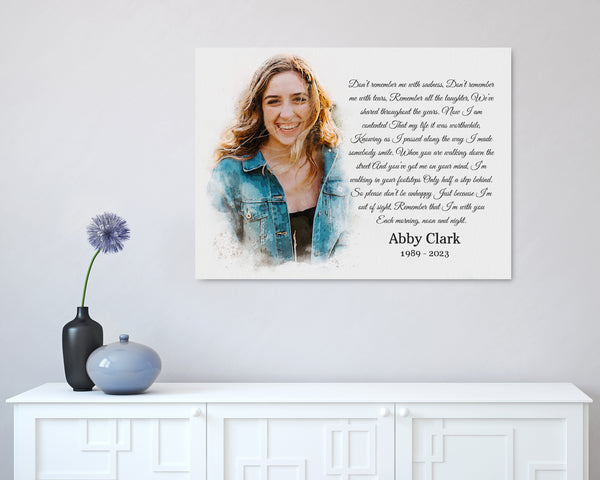 Memorial remembrance artwork on living room wall