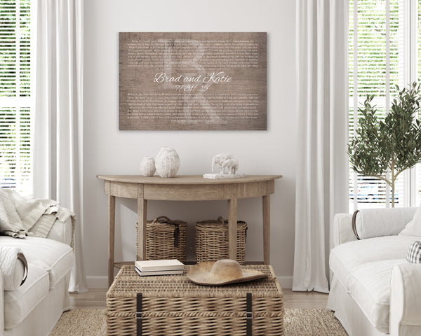 Personalized Wedding Vow Canvas with Overlapping Monogram