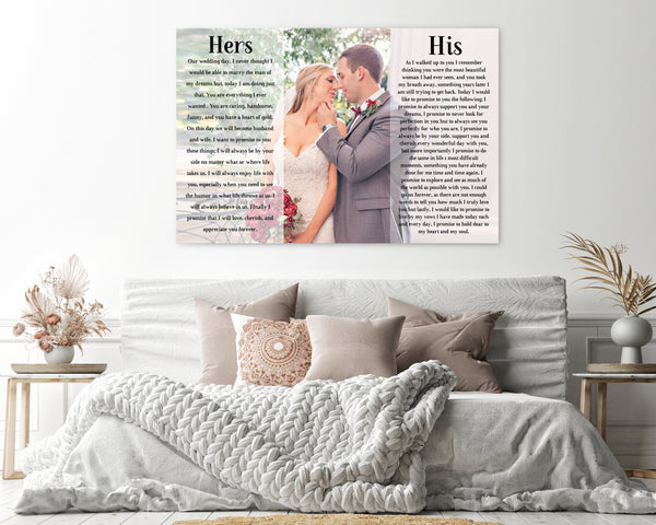 His And Hers Vows With A Photo Second Anniversary Gift
