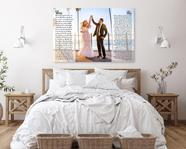 His And Hers Vows With A Photo Second Anniversary Gift