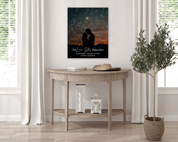 Our Love Story Began Here: Wedding, Anniversary, Night Sky Gift