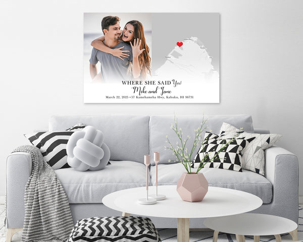 “Where She Said Yes” Custom Map Print