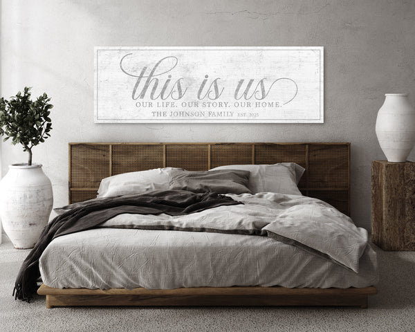 White Wood canvas on wall in bedroom