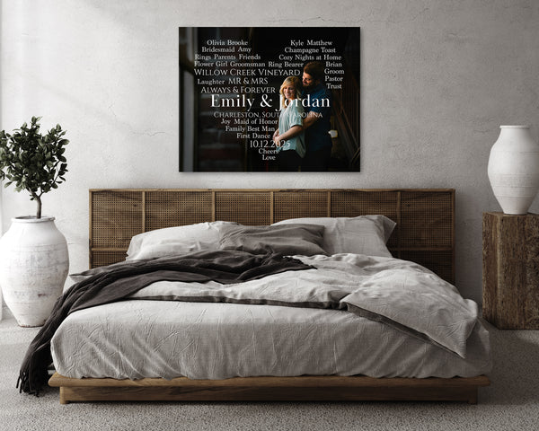 Custom Word Cloud Heart Wedding Photo: Personalized Wedding Art