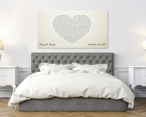 Ivory Heart Words Canvas - 14 Anniversary Gift