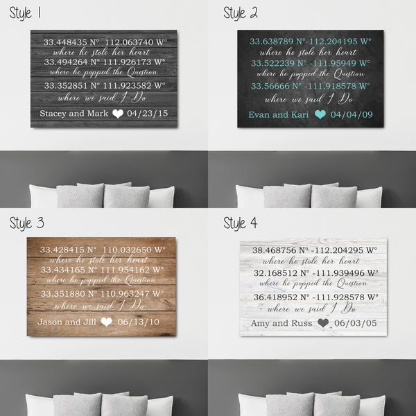 Different Style Options - Important Dates Canvas