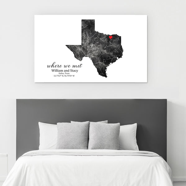Custom Star Map Where We Met Texas