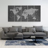 World Map Canvas Art - 5 Piece Art