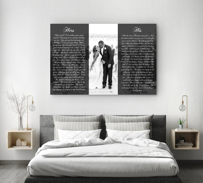 His And Hers Vows With A Photo Second Anniversary Gift