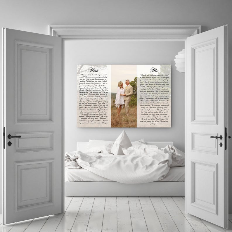 His And Hers Vows With A Photo Second Anniversary Gift