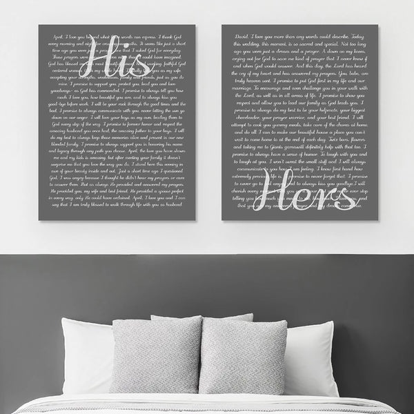 His And Her Vows On Canvas - Personalized Wall Art