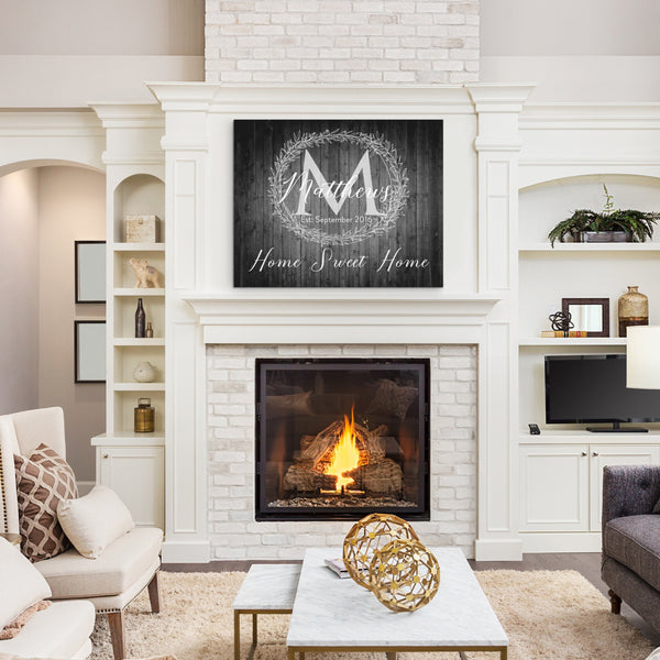 Home Sweet Home Monogram Sign Dark