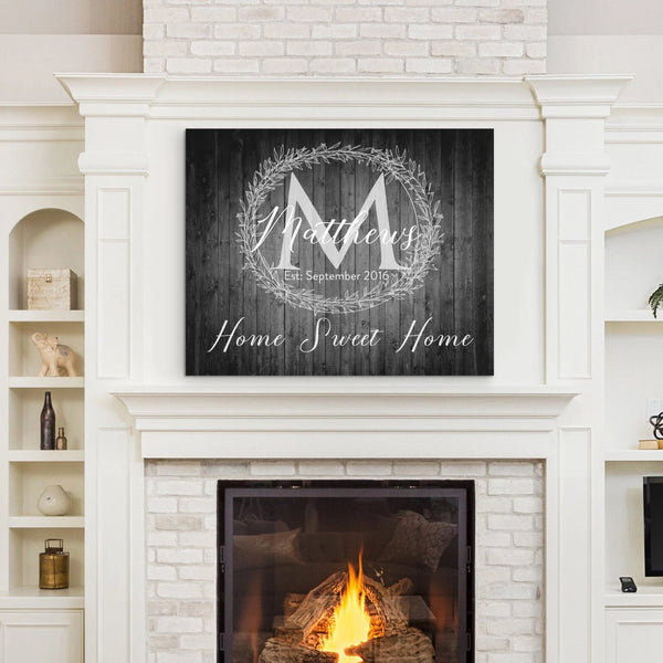 Home Sweet Home Monogram Sign Dark