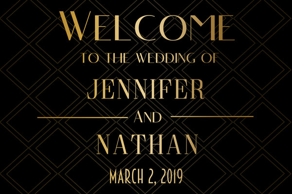 Welcome Wedding Sign - Black and Gold 1