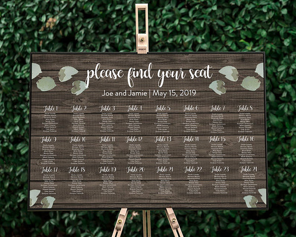 Brown Rustic Wedding Seating Chart