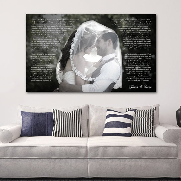 1st Anniversary Gift - A Personalized Word Art Canvas - Canvas Vows