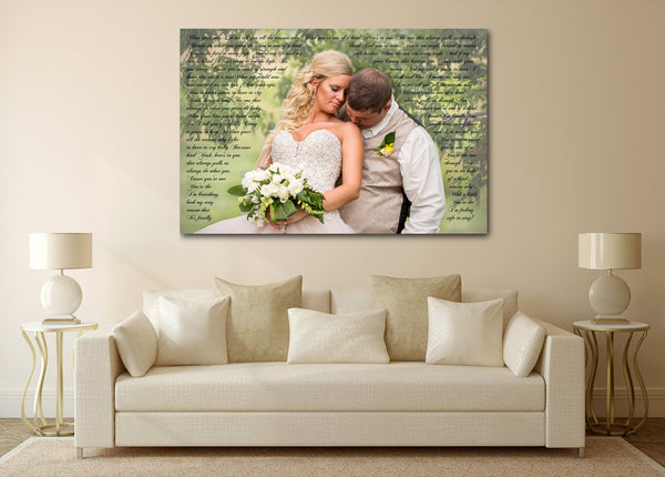 First Wedding Anniversary Gift - Your Wedding Vows On Canvas - Canvas Vows