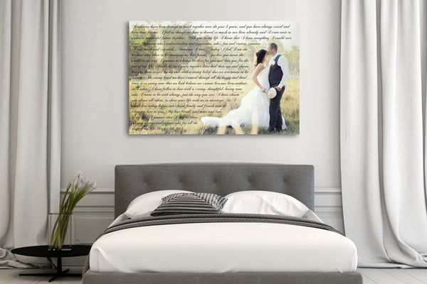 First Wedding Anniversary Gift - Your Wedding Vows On Canvas - Canvas Vows