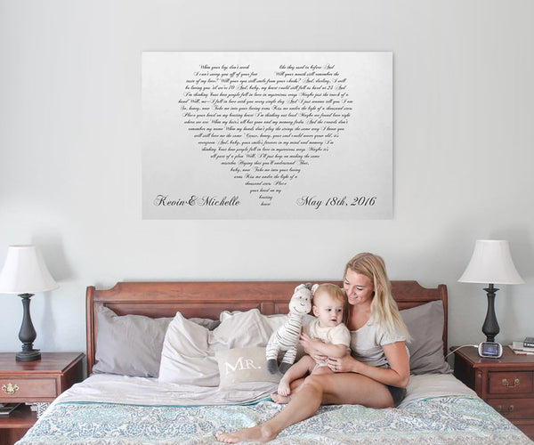 Heart Lyrics On Canvas In Bedroom
