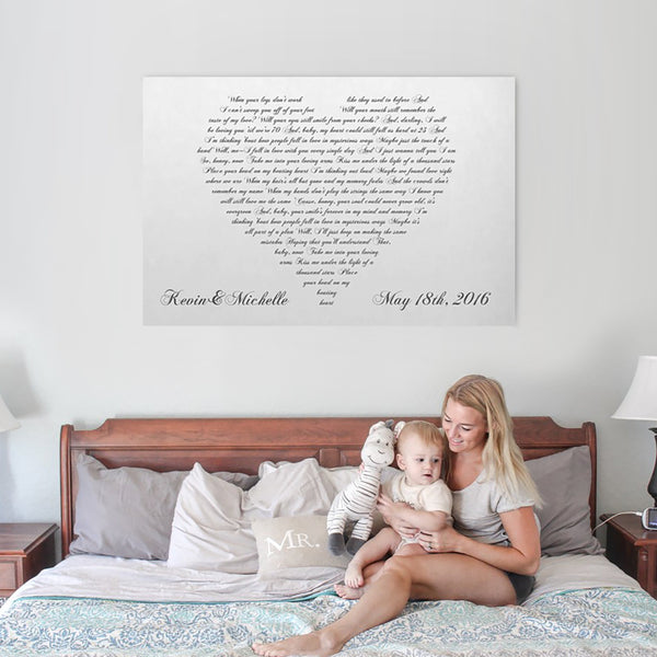 Song Lyrics In A Heart Canvas