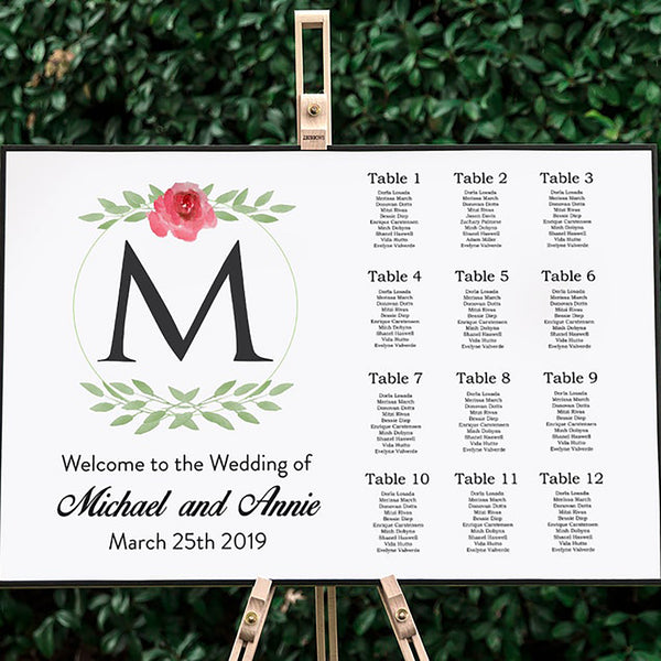 Monogram White Wedding Seating Chart