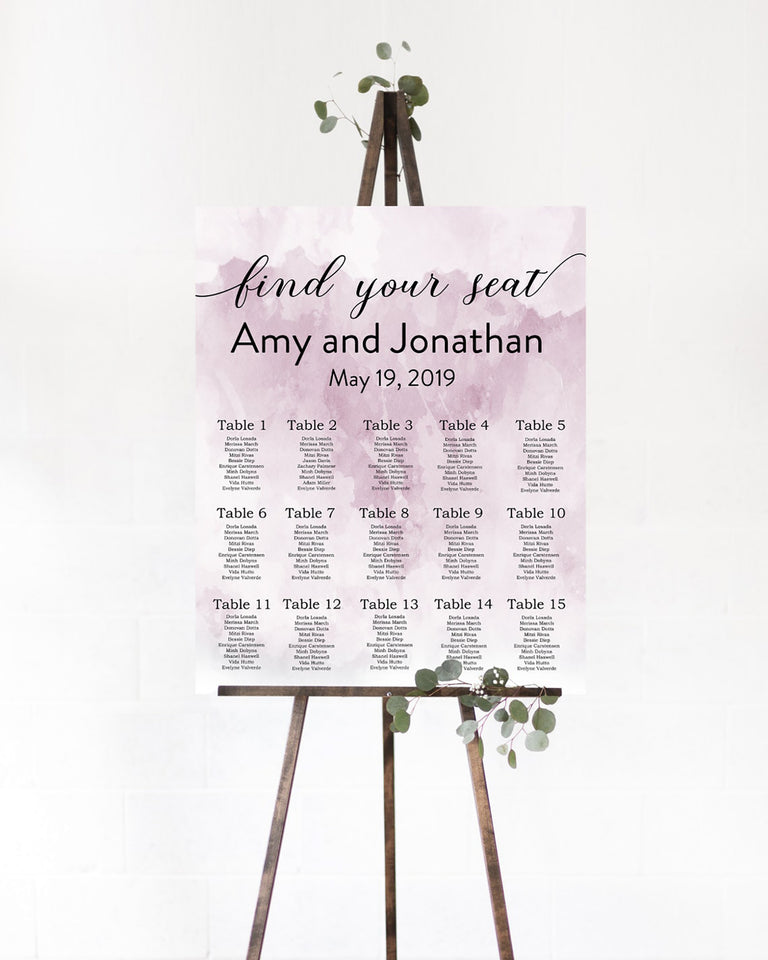 Pink Watercolor Wedding Seating Chart