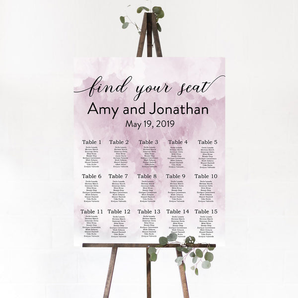 Pink Watercolor Wedding Seating Chart