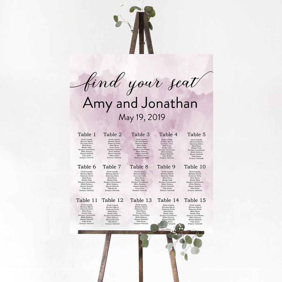 Pink Watercolor Wedding Seating Chart