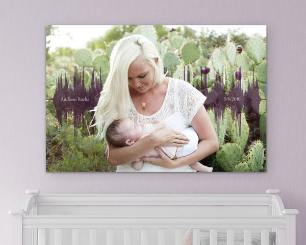 Baby's Heartbeat And Image Soundwave Canvas - Canvas Vows