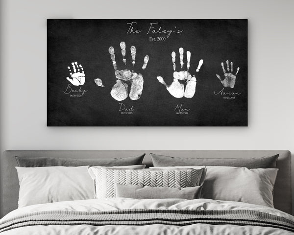 Custom Family Handprint Canvas Art, Personalized Family Gift