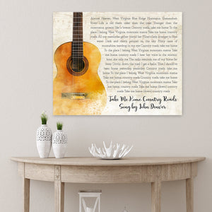 Guitar Lyrics Canvas on wall in Off White Color