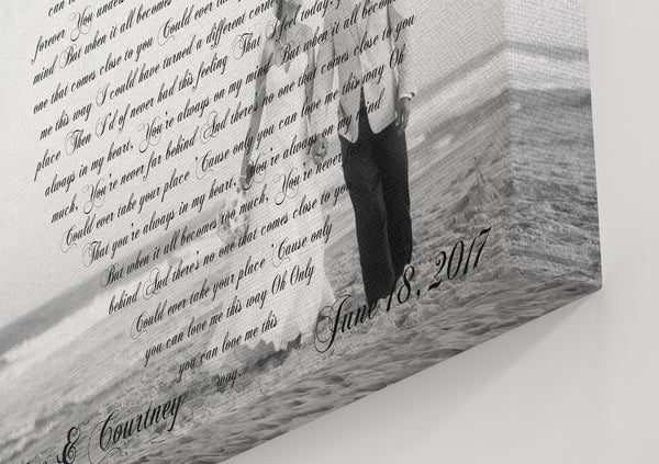 Wedding Vows On Canvas - Heart Shaped Vows