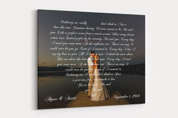 Wedding Vows On Canvas - Heart Shaped Vows