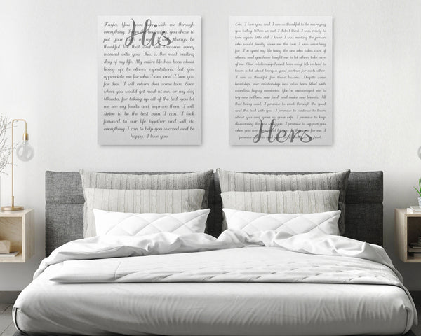 His And Her Vows On Canvas - Personalized Wall Art