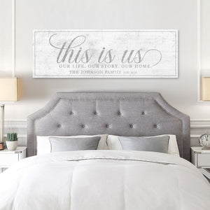 White Wood canvas on wall in bedroom
