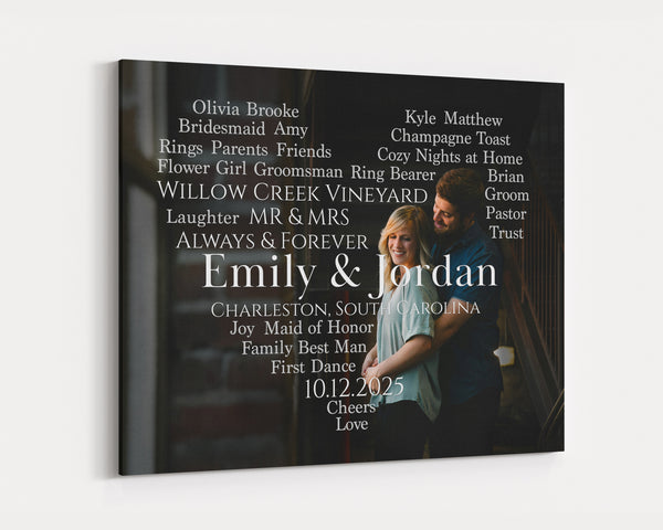 Custom Word Cloud Heart Wedding Photo: Personalized Wedding Art