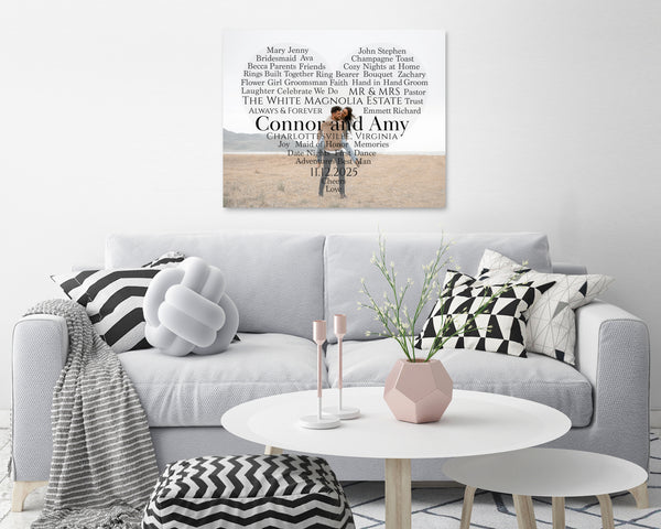 Custom Word Cloud Heart Wedding Photo: Personalized Wedding Art