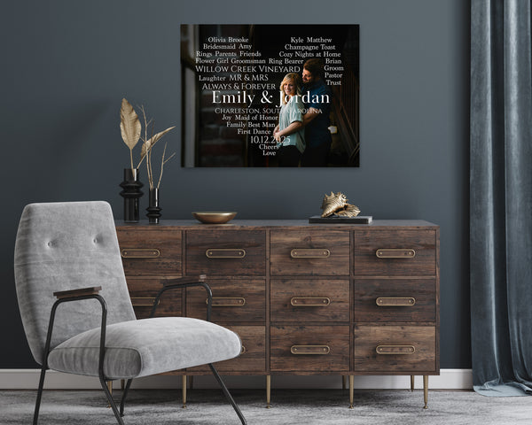 Custom Word Cloud Heart Wedding Photo: Personalized Wedding Art