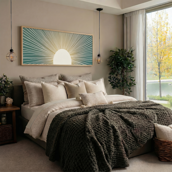 A large boho sun art